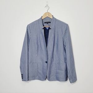 Willow & Thread White Blue Pin Stripes Preppy Business Casual Blazer Plus Sz 20